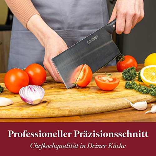 Foto von GOURMEO Chinesisches Küchenmesser - 33,1 x 13 x 3,6 cm - Großes Profi Kochmesser aus Edelstahl - Scharfes Hackmesser & Küchenbeil - Messer für Knochen, rohes Fleisch und Gemüse