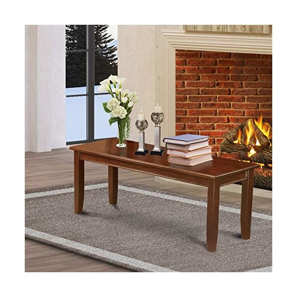 East West Furniture Dub-Mah-W Dining Bench With Wood Seat, Mahogany Finish