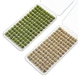 Meyeyaia 208pcs Static Grass Bushy Tuft, Model Grass Tufts,Lowland Shrubs Scenery, Diy Architecture Building Diorama Materials for Sandy Terrain Railway Game Scenery Miniature Landscape (Two Colors)