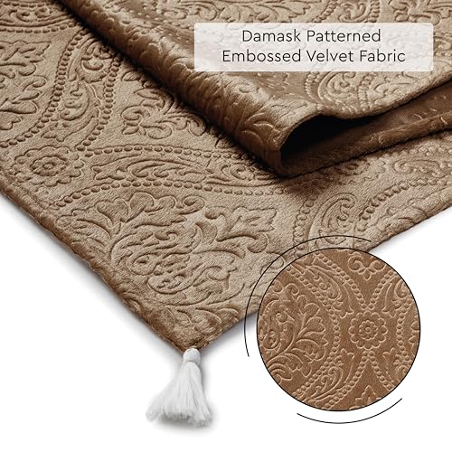 Image of Encasa XO 8 Seater Dining Embossed Velvet Table Runner | Size 32x240 cm | Coffee Color with Premium Polyester - Machine Washable