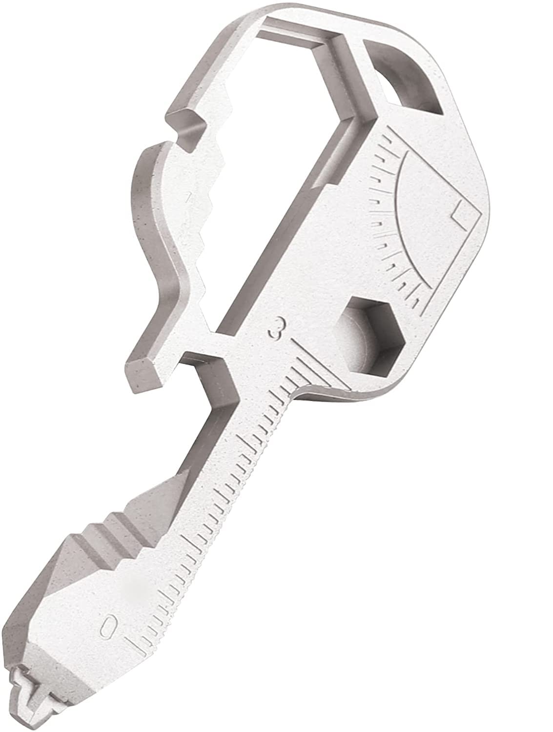 24 in 1 Multifunction Key Shaped Pocket Tool, Portable Stainless Steel With Bottle Opener Keychain for Outdoor Survival, Angle Measurement, and Thread Cutting