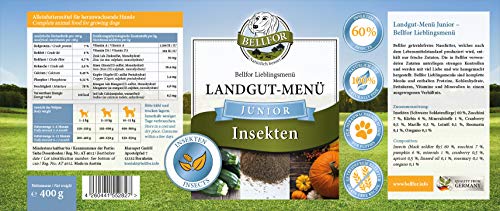 Bellfor Welpenfutter im Sparset Ideal für die bedarfsgerechte Fütterung heranwachsender Hunde Landgut-Menü Junior 6 x 400 g Immun Junior 50 g und 1 Jutebeutel