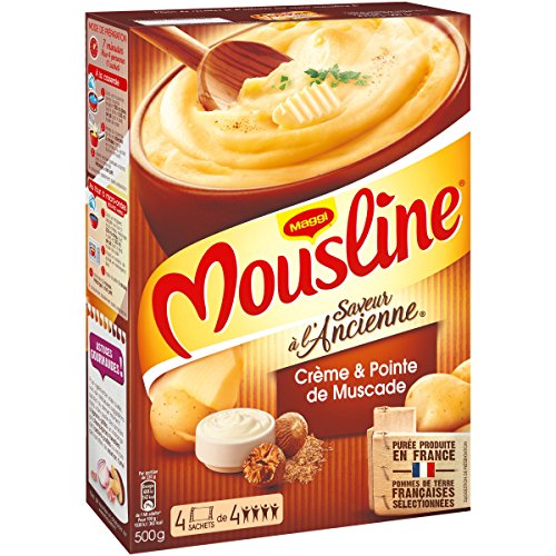 Maggi Mousline Purée Saveur à l'Ancienne Crème Muscade 4 Sachets pour 4 Personnes 4 x 125 g