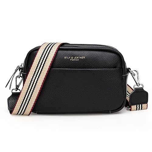 Crossbody Bag for Women Genuine Leather Wide Strap Shoulder Bag