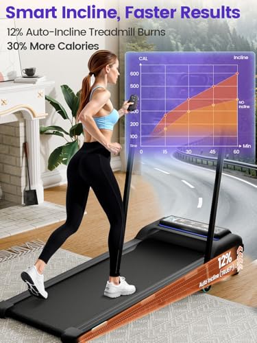 Image of Jackfield Walking Pad Treadmill with 12% Auto Incline, 3.5 HP Portable Running Machine with Triple Shock Absorptiojn, 450 lbs Capacity Under Desk Treadmill for Home Office