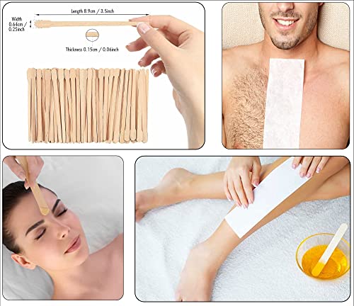 Image of Mibly 4 Style 400 Pcs Assorted Wooden Wax Sticks for Body Legs Face and Small Medium Large Sizes Eyebrow Waxing Applicator Spatulas for (400 Piece Set)