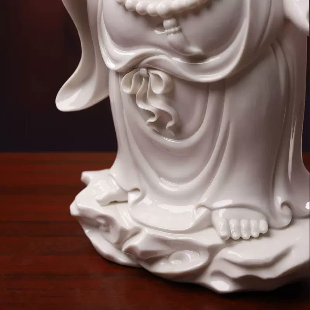 Estatua de apareamiento Cerámica Zen Adoración Hogar Porcelana Blanca Gran Vientre Maitreya Buda Riendo Adorno Artesanal Estatuilla Sentado Escultura Decoración