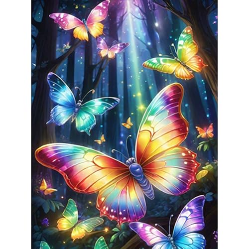 GHHKUD Papillon Diamond Painting Adulte, Diamant Painting Kit Complet, Kit Peinture Diamant, Broderie Kits de Peinture sur Diamant Point de Croix Paint pour...