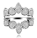 Uloveido Fashion Rings Enhancers for Women White Gold Plated Cubic Zirconia Ring Enhancer for Wedding Engagement Rings Size 7 Y507B
