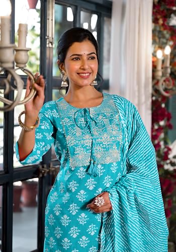 Image of MIRCHI FASHION Pure Cotton Women Straight Batik Printed Kurti Set with Dupatta and Pant