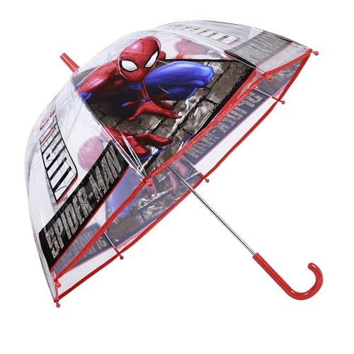 KIDS EUROSWAN TRANSPARENT BELL UMBRELLA 19 MANUAL SPIDERMAN