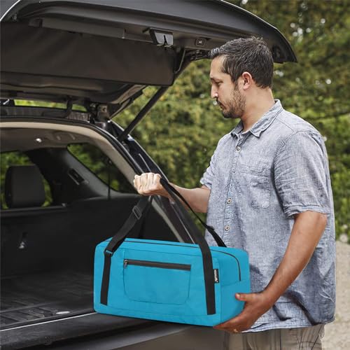 Image of HOLYLUCK Foldable Travel Duffel Bag For Women & Men Luggage Great for Gym - sky blue