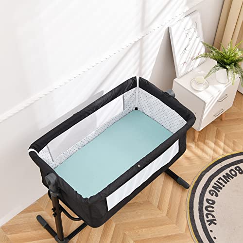 Meila Bassinet Sheets Compatible With Mika Micky Bedside Sleeper, Mini Crib Sheets For Boy Girl, 100% Jersey Cotton Bassinet Matress Sheet, Ultra Soft, Pack Of 2（33"×20"） #TOP5