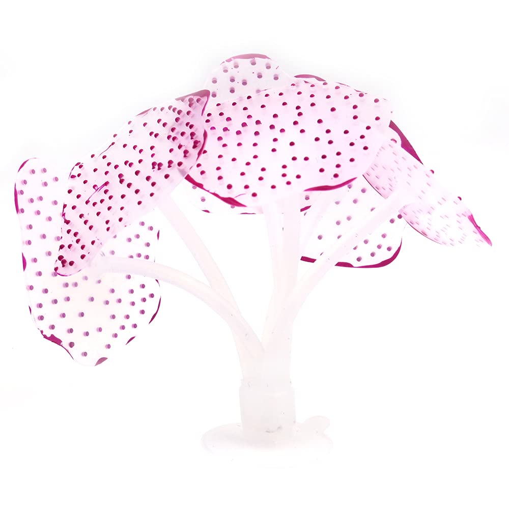 Ancllo White 2Pcs Aquarium Coral Plant Artificial Silicone Coral For Fish Tank Decoration Aquarium Landscape, Colorful Glowing Effect Sea Plant Ornament With Suction Cup Purple