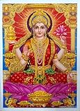 Rastogi Handicraft India Best Of Reprint Hindu God Poster/Picture With Unframed (White Paper, Laxmi-Ji-Red-Blessing-7'X5')
