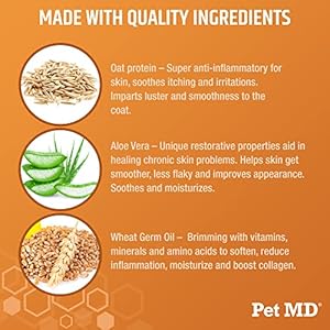 Pet MD Oatmeal & Aloe Shampoo for Dogs and Cats – Nourishing Anti Itch for Sensitive Dry Skin & Flaking – Professional Grooming & Moisturizing Dog Shampoo Gallon