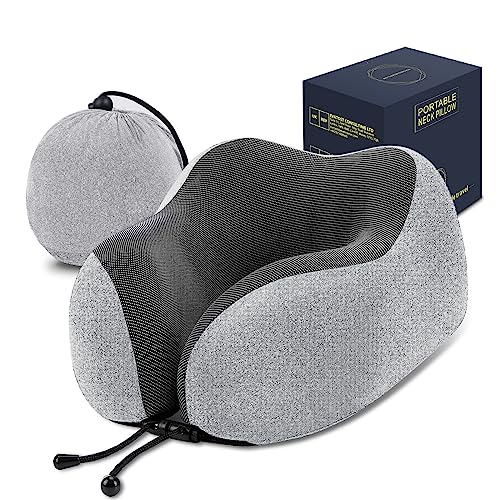 LUXSURE Travel Pillow - 2024 Upgraded Neck Pillow for Travel with Memory Foam, Travel Essentials with Built-in Storage Bag, Ergonomic Travel Neck Pillow, Head/Neck Cushion for Rest&Travel