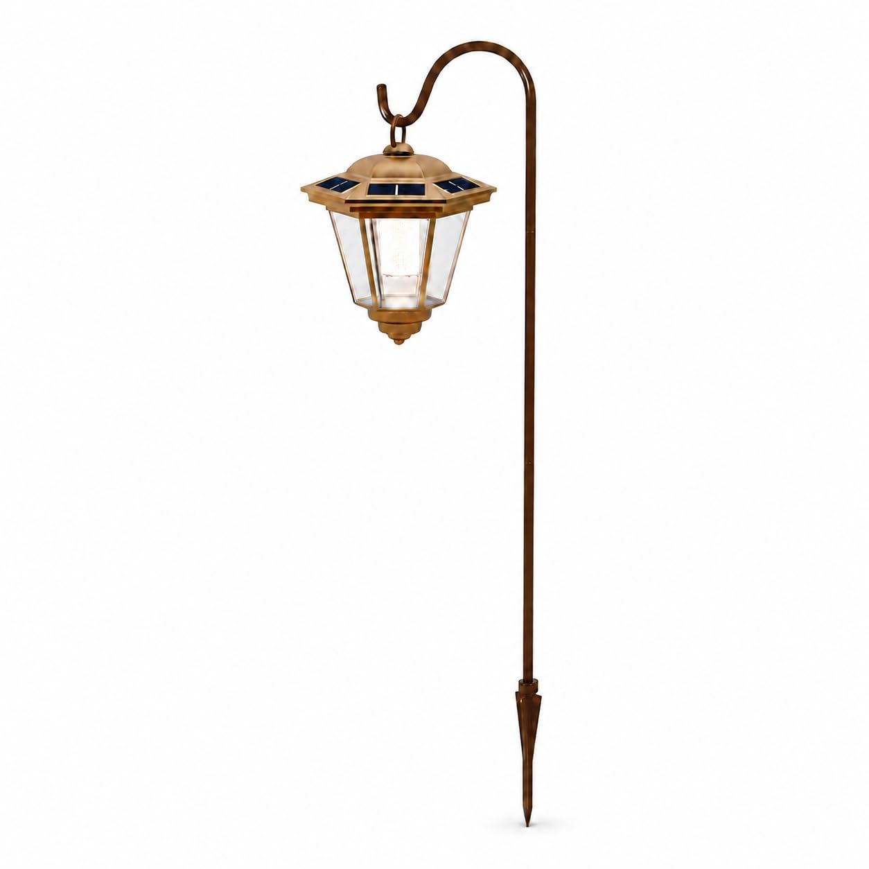 GWSOLAR Solar Hanging Lantern, 20lm Warm White, 6-Sided Solar Panels for 360° Charging, Auto On/Off, Aluminium Hook, Outdoor Garden Light for Patio, Yard & Pathway — image 1