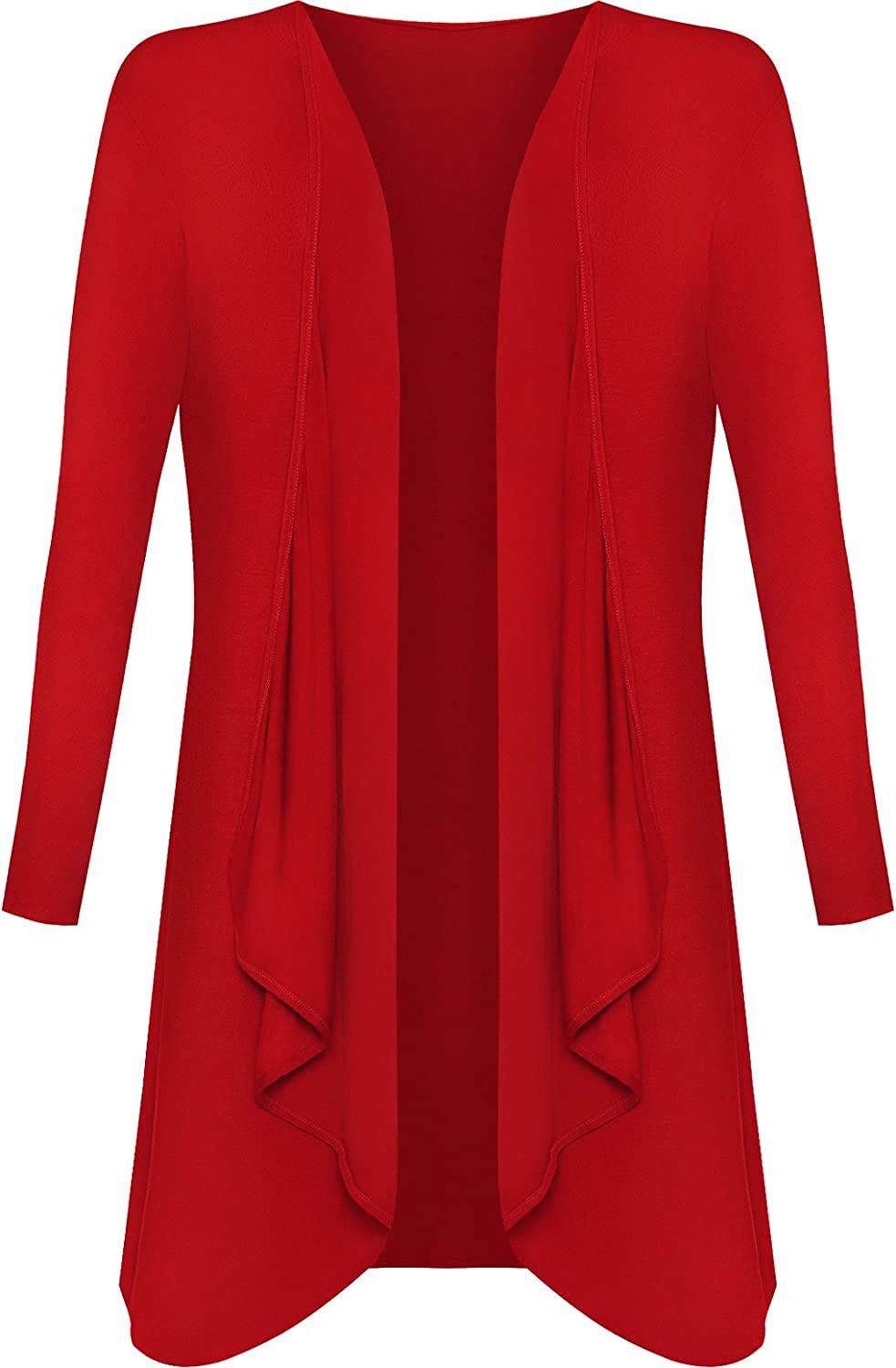 Wearall Women's Red Plus Size Long Sleeve Plain Cardigan Open Waterfall Top 24/26