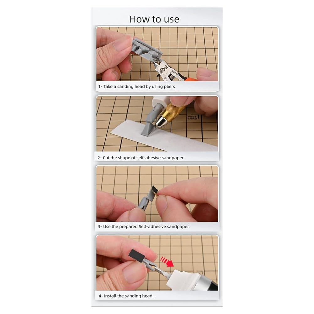 Levigatrice Elettrica, con Testa di Levigatura da 8 Pezzi per Hobby, Arte, Miniatura, Lucidatura di Figure, Levigatura