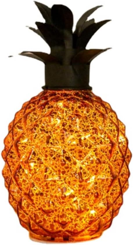 anso Gold/Silver Glass Pineapple Bedside Table Lamp Desk Night LED Light Home Decor (Gold)