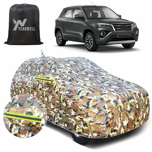 Image of Car Body Cover for Toyota Urban Cruiser Hyryder, 100% Waterproof with Mirror Pockets, Military Print, UV & Dust Protection, Triple Stitched, Sky Piping & Reflector (Jungle Print)