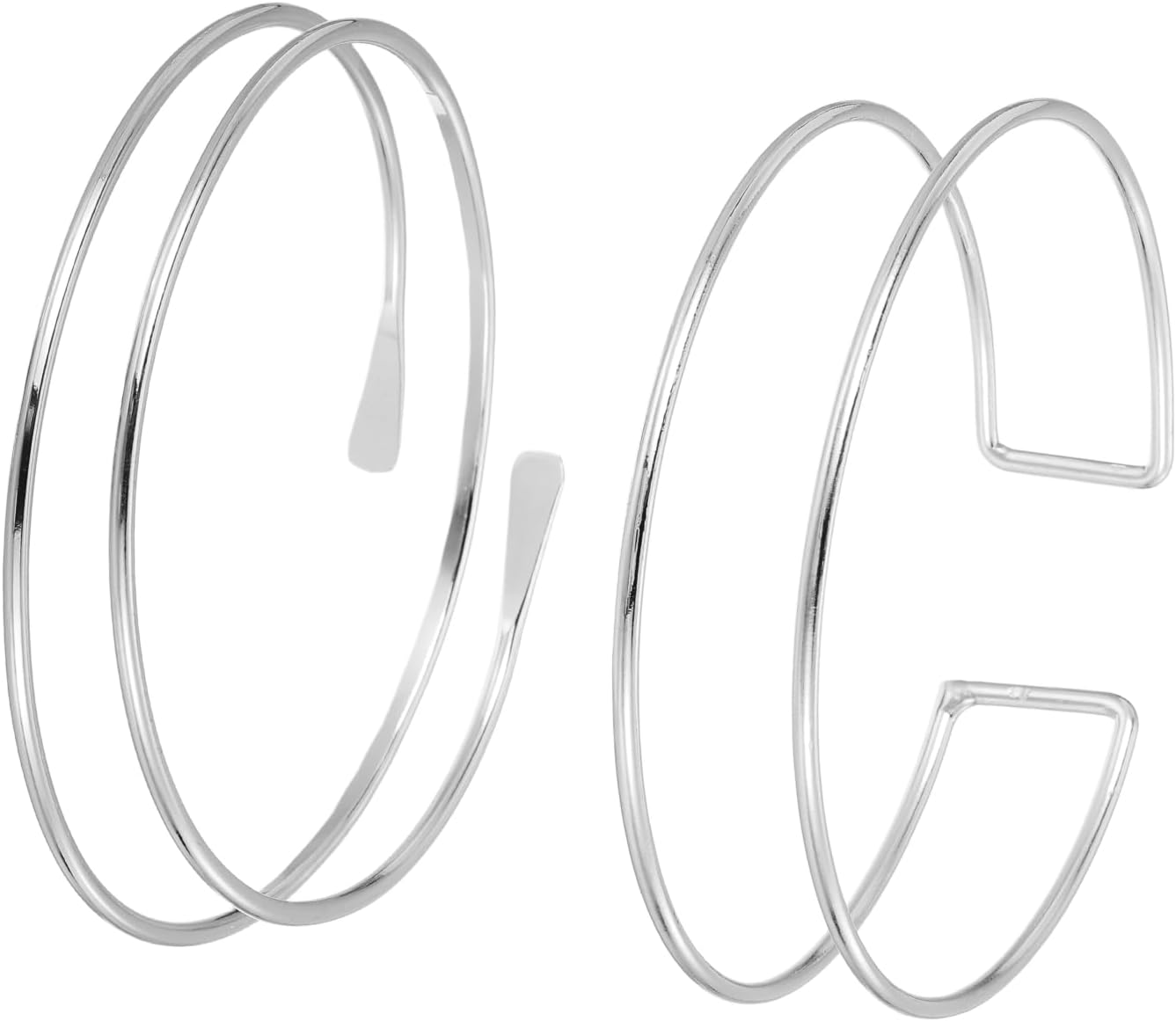MECCANIXITY 2Pcs Arm Cuff Bracelet for Women, Upper Arm Cuffs Open Adjustable Minimalist Cuff Bangle Bracelet Set Stackable Armband