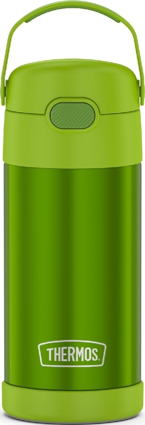 THERMOS FUNTAINER Water Bottle with Straw, 12oz, Lime | Kids Stainless Steel Insulated Water Bottle, Keeps Drinks Cold Longer for School & Play, BPA-Free Lime 12 Ounces