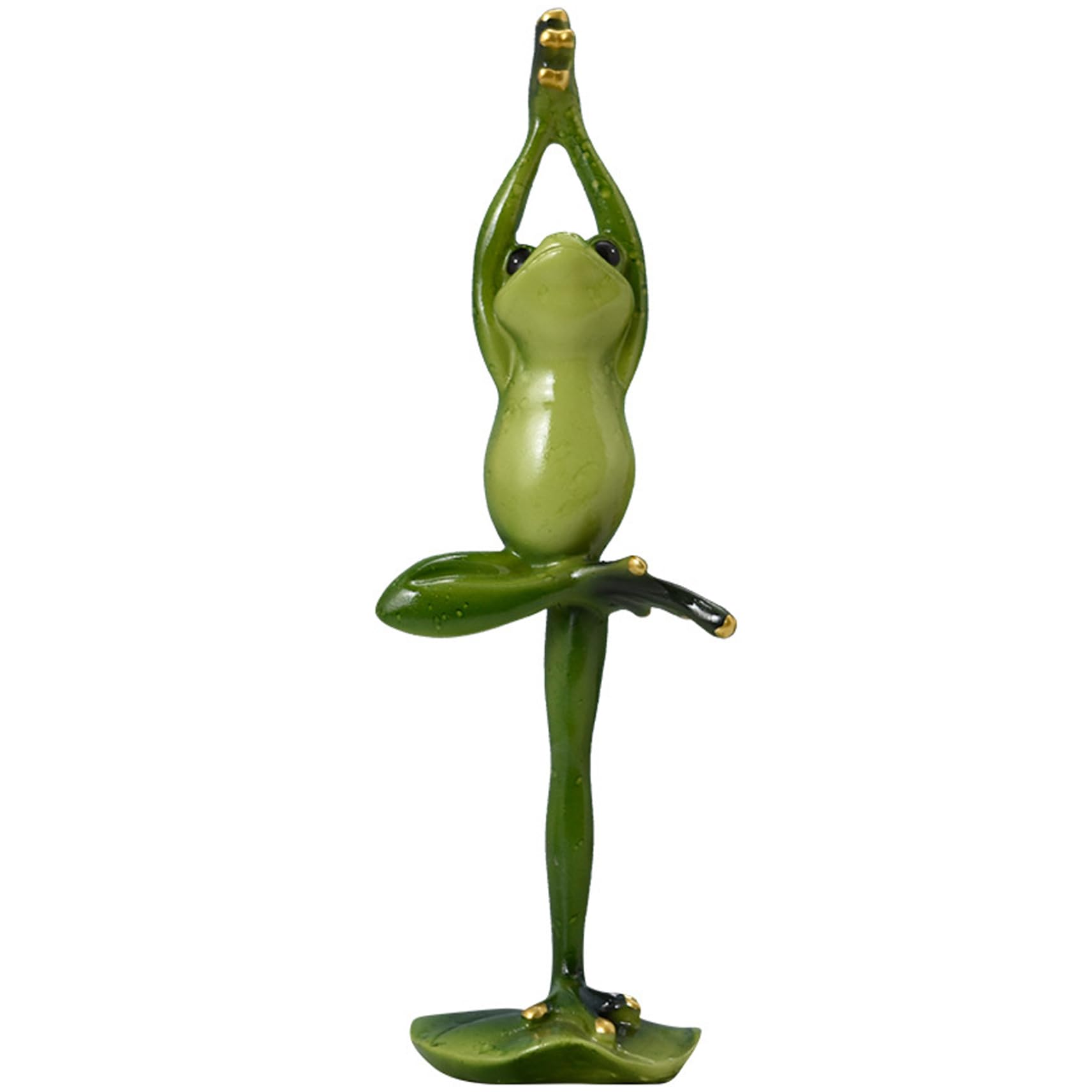 Otbushit Frog Figurine Cute Vivid Yoga Frog Statue Collectible Decorative Resin Frogs Funny Elegant Figurines for Shelf Tabletop TV Bench Tree Pose 2.95x2.56x9.25in, Statue