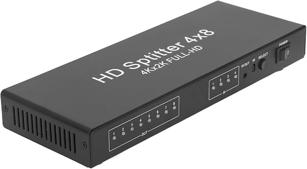 HDMI 4 Wejścia i 8 wyjść, Wieloportowy Rozdzielacz HDMI 4K z Pilotem, Automatyczny HDMI Skrzynka Selektora do Monitorów Telewizory Projektory Komputery