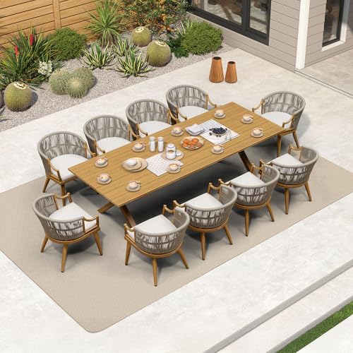 PURPLE LEAF 11 Pieces Outdoor Dining Set All Weather Wicker Patio...