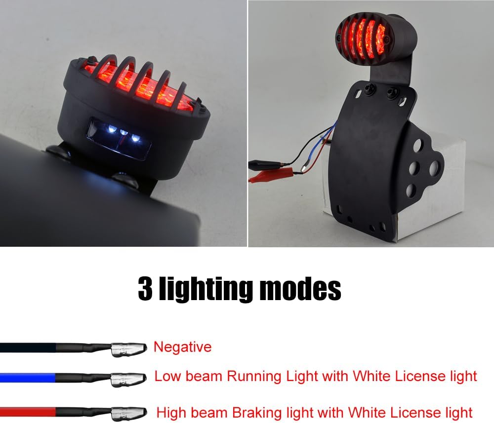 Boldness 1"/25.4mm Axle Side Mount License Plate,LED Brake With White License plate light,Compatible for Harley Sporster Bobber Chopper