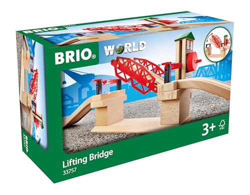 BRIO World 33757 Hebebrücke - Eisenbahnzubehör Holzeisenbahn - Kleinkinderspielzeug empfohlen für Kinder ab 3 Jahren