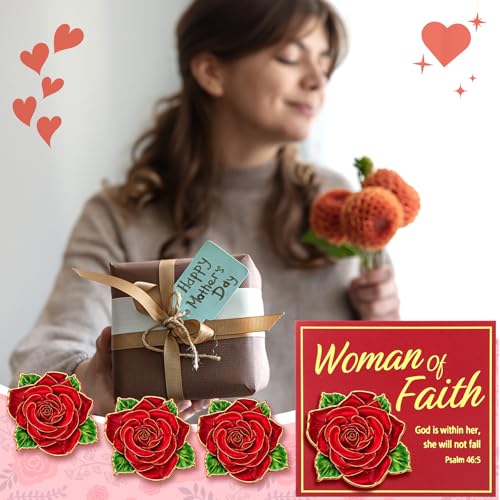 Image of Hoteam Chuch Gift for Woman of Faith Pins Butterfly Pink Bow Rose Christian Brooches Mom Church Woman Party Favor