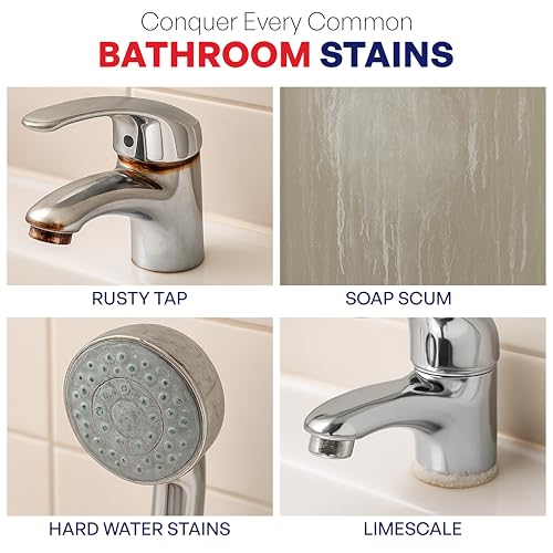 Image of A-Zi Clean Tap & Shower Cleaner 300ml - Powerful Limescale & Hard Water Stain Remover for Taps, Faucets, Showerheads, Sinks, Bathtubs - Fast Action & Streak-Free Shine