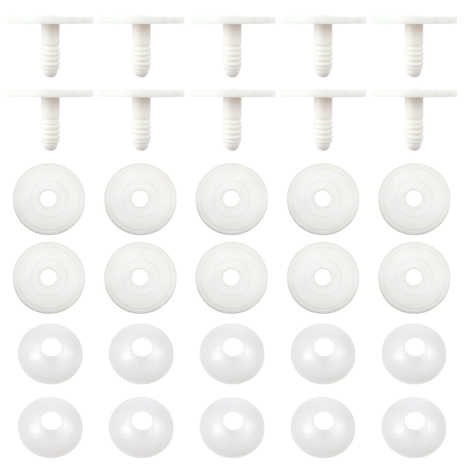 TOAOB 10 Set Joints 55 mm White Plastic Animals Safety Joints for Crafts