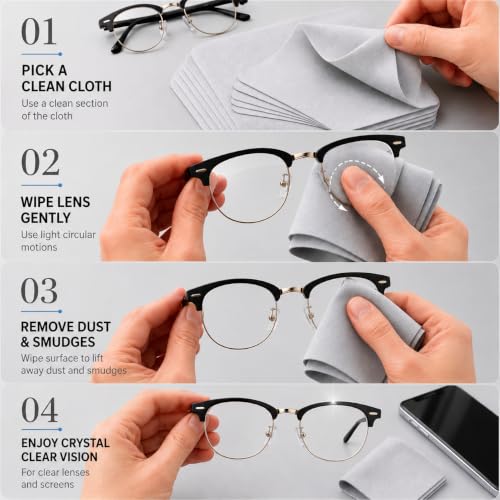 Image of Street27 10-Pack Microfiber Lens Cleaning Cloth | Soft Fabric Wipes for Eyeglasses, Sunglasses, Cameras & Screens - Grey & Beige