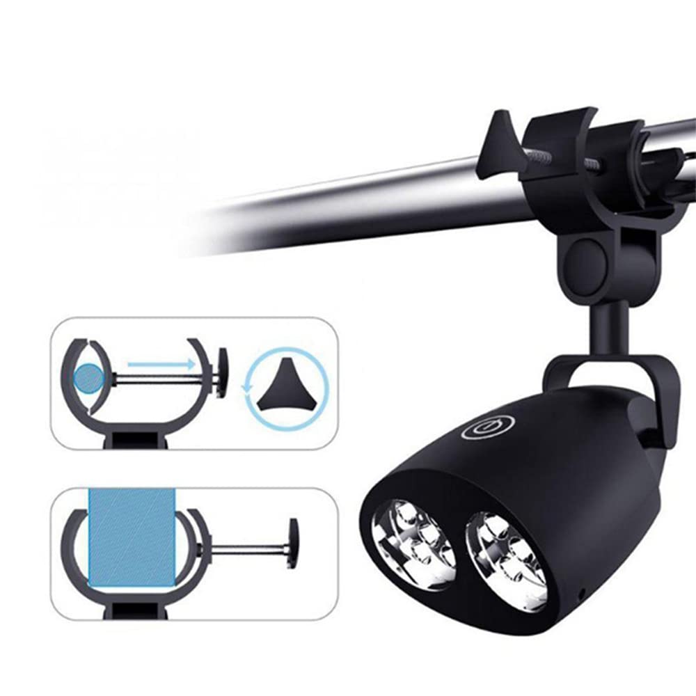 Luz LED para parrilla de barbacoa, rotación de 180°/360°, 10 luces LED superbrillantes, resistente al calor, impermeable, 100 lm, montaje en mango, control táctil sensible a la luz
