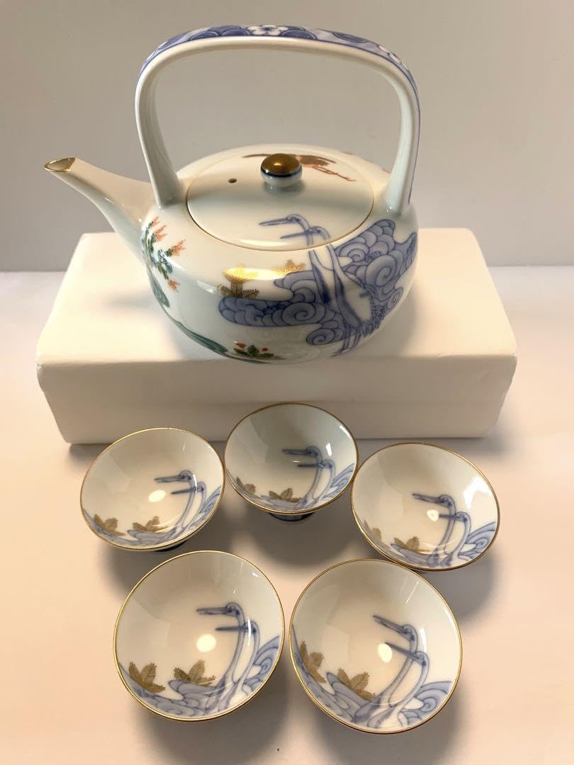 Amazon.co.jp: 有田焼 伊万里 鶴絵 屠蘇器揃い 酒器 美しい 晴れの日に 