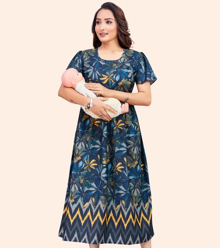 Image of RITIJYA Zipless Feeding Kurtis & Dresses for Women | Zipless Maternity Wear Gown Pregnancy Dress for Nursing Mothers | Viscose Rayon | Stylish & Comfortable | S to 4XL | Washable & Durable