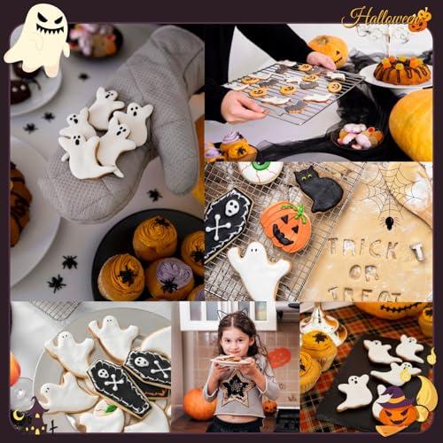 12 Pieces Halloween Cookie Cutters, Halloweens Biscuit Cutters Set Stainless Ghost Bats Pumpkin Cookies Cutters Halloweens Cookie Mould for Holiday Halloween Party - Image 7