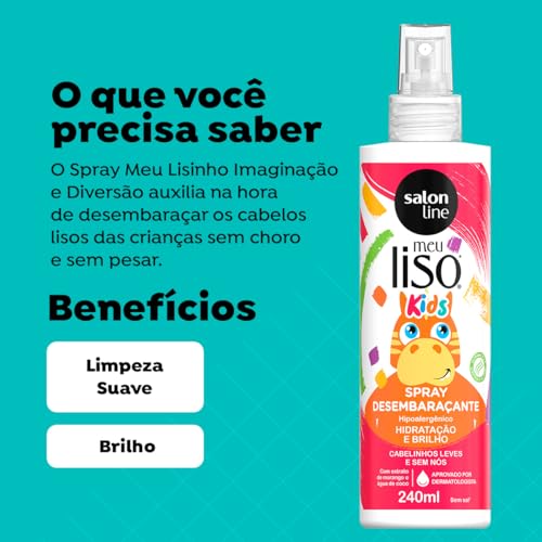Salon Line, Meu Lisinho, Spray Desembaraçante, Imaginação e Diversão, Vegano - Para Cabelos Lisos Na
