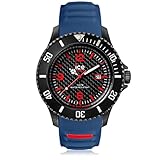 carbon uhren kratzer Wasserdichtigkeit : 10 ATM ICE-WATCH - ICE carbon Black Blue - Men\'s wristwatch with silicon strap - Chrono - 001317 (Extra large)