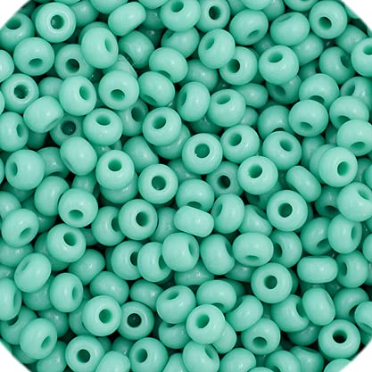 PreciosaCzech Glass Seed Beads 11/0 (2.1mm Diameter) Opaque Turquoise DIY Jewelry Making Beadss - 250g Bulk Bag (Jablonex)