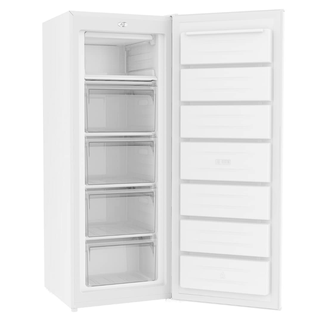 PKM Stand Gefrierschrank GS168-M | 168L Nutzinhalt | 142x55cm | inkl. Dual-Modus für Tiefkühlung & Kühlung | 4****Gefrierfach | Standgerät | Leise Laufleistung 40dB I Weiß