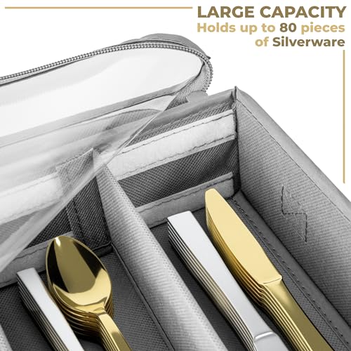Sorbus STRG-CUT-GRY Flatware & Utensil Storage - Gray Fabric Chest Box For Storage And Organizing Utensils, Silverware, Flatware, Cutlery - Silverware Organizer Container thumb #3
