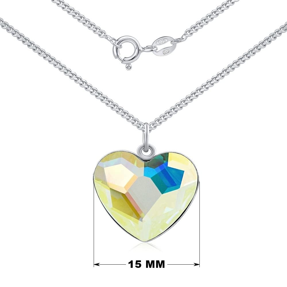 SILVEGO VSW060N - Collar para Mujer de Plata 925 con Swarovski Corazón Aurora Boreale