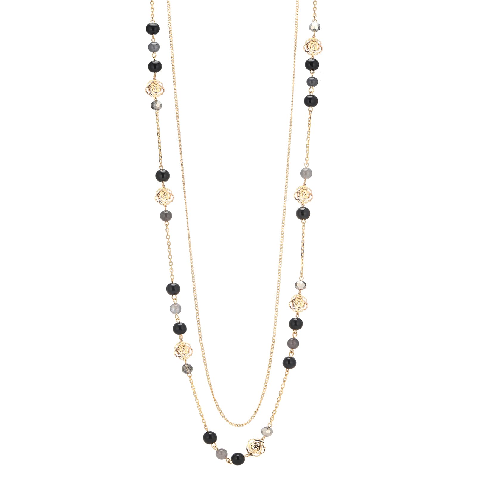 FULU AUTUMN Collana da donna in oro lunga collana con perle di pietra naturale a doppia fila regalo compleanno gioielli fantasia per mamma