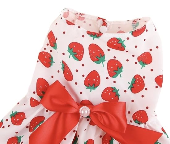 KUTKUT Small Girl Dog & Cat Dress with Lovely Silk Bow Pet Apparel | Puppy Summer Dress Birthday Pet Apparel Dresses | Frock Dresses for Shihtzu, Poodle etc (Size: L, Bust:45cm, Length 35cm) 2