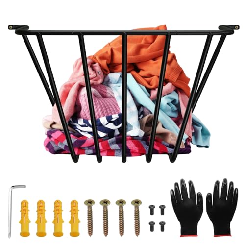 Zatozkar Upgraded Throw Wall Blanket Holder Thicken Metal Wall Stuffed Animal Storage Mounted Rack Towel Quilt Blanket Toy Clothes Hanging Organizer for Bathroom Living Bedroom Huge Capacity